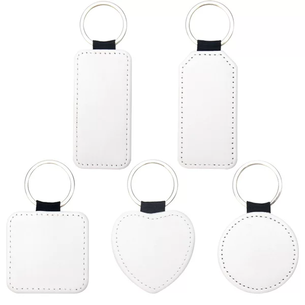 Factory Direct Sales Heat Transfer Keychain Sublimation Empty White Leather Pendant DIY Colorful Image Printing Logo