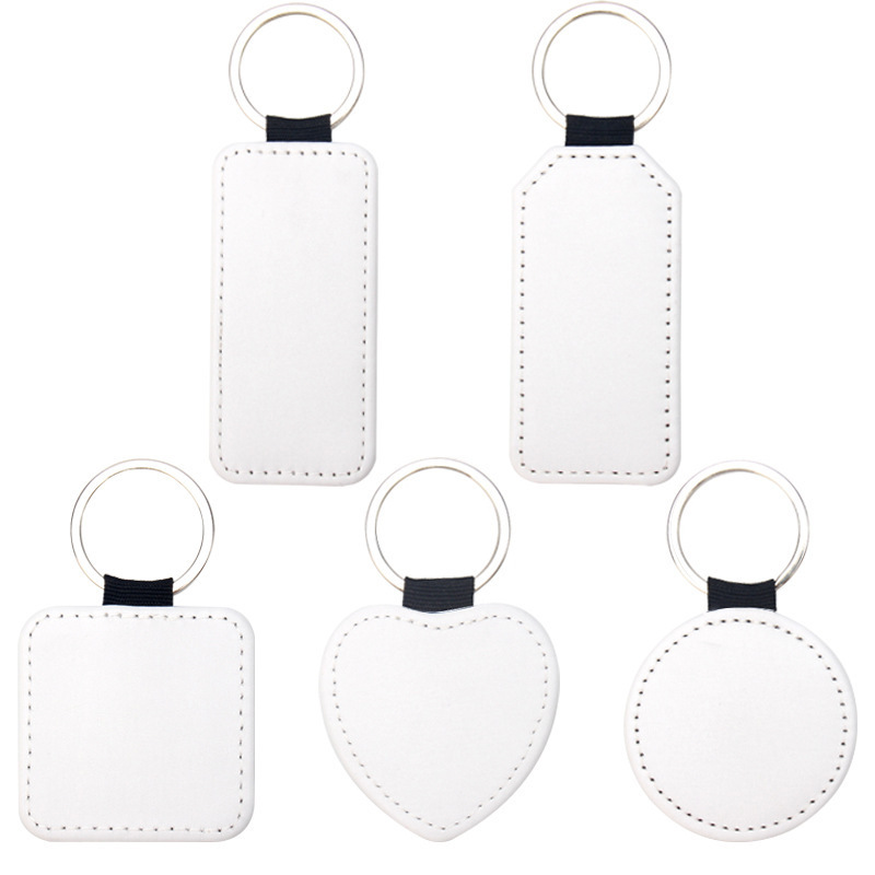 Factory Direct Sales Heat Transfer Keychain Sublimation Empty White Leather Pendant DIY Colorful Image Printing Logo