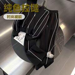 秋季炸街运动套装女时尚休闲减龄洋气拉链卫衣阔腿裤两件套
