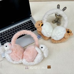 秋冬加绒防风防寒保暖耳罩可爱兔子毛绒耳暖学生骑行护耳包耳捂子