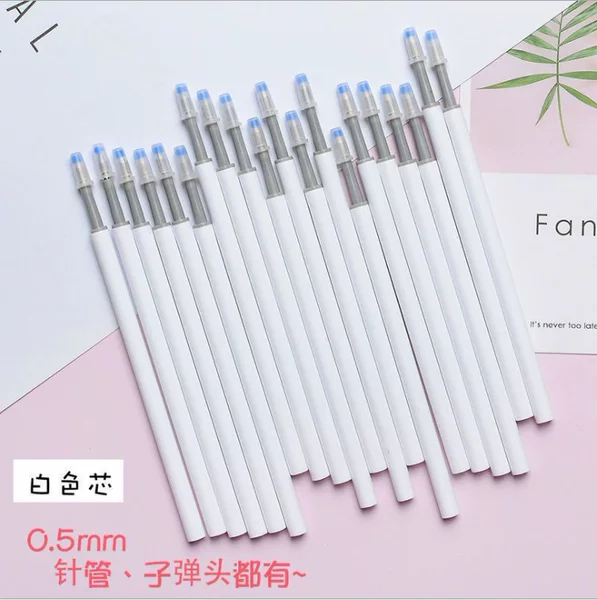 Press the white neutral refill 0.5/0.38mm bullet needle tube micro quick drying simple stationery wholesale
