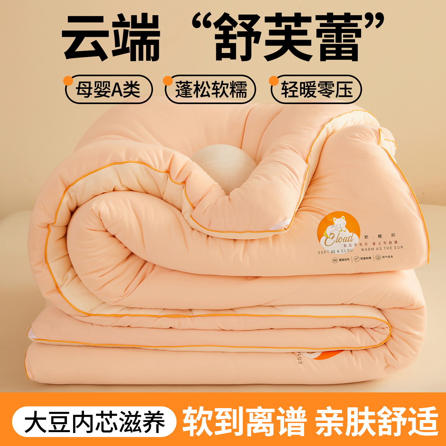 Knitted Cotton Meow Cloud Soy Fiber Quilt Core Dormitory Spring & Fall Quilt Single Thickeneded Warm Autumn and Winter Quilt Gift