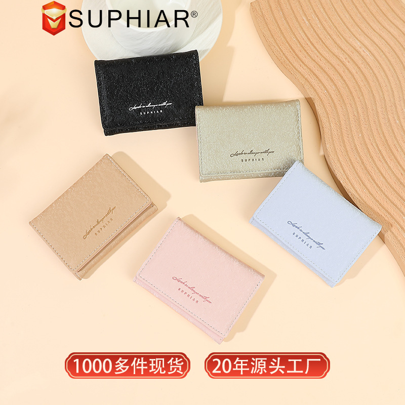 Bolso para tarjetas de franela de estilo caliente del sudeste asiático Monedero de tres pliegues de sentido premium Monedero de mujer multifuncional de gran capacidad