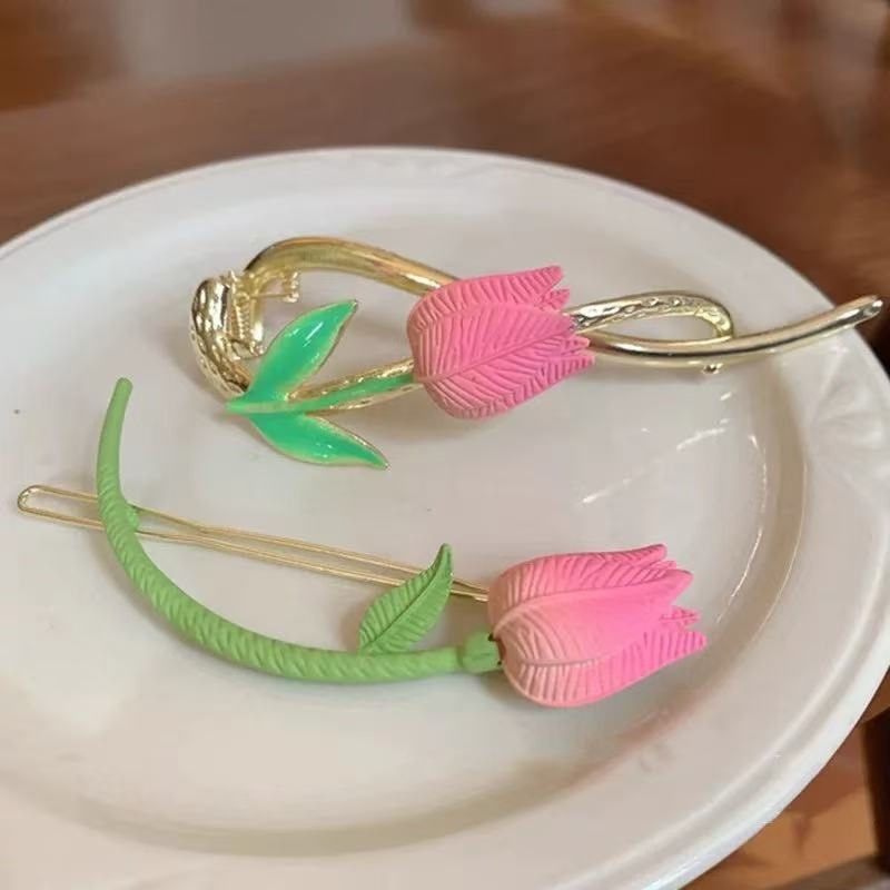 Hair Clip Hair Accessories Type Pastoral Women's Tulips Metal Hair Clip