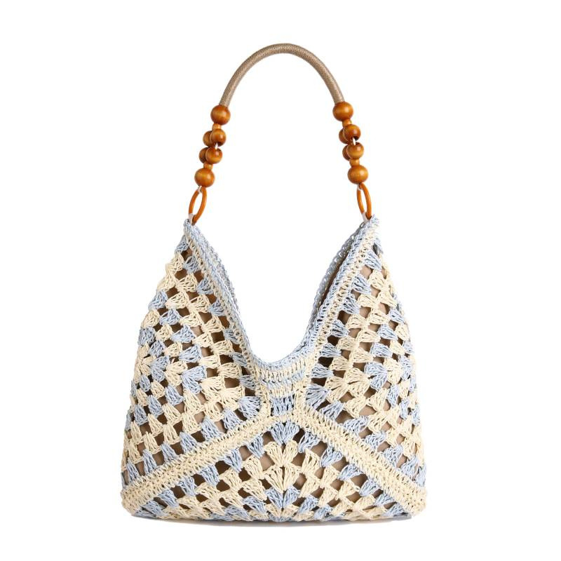 Summer Straw Tote Bag For Beach Vacations With Beaded Details_voghion.com