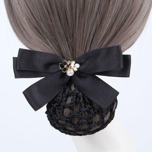 Headband Female Professional Nurse Hairnet Small Floral Air Hostess Bank Bowtie Net Bag Office Hotel Elegance Hairpin 