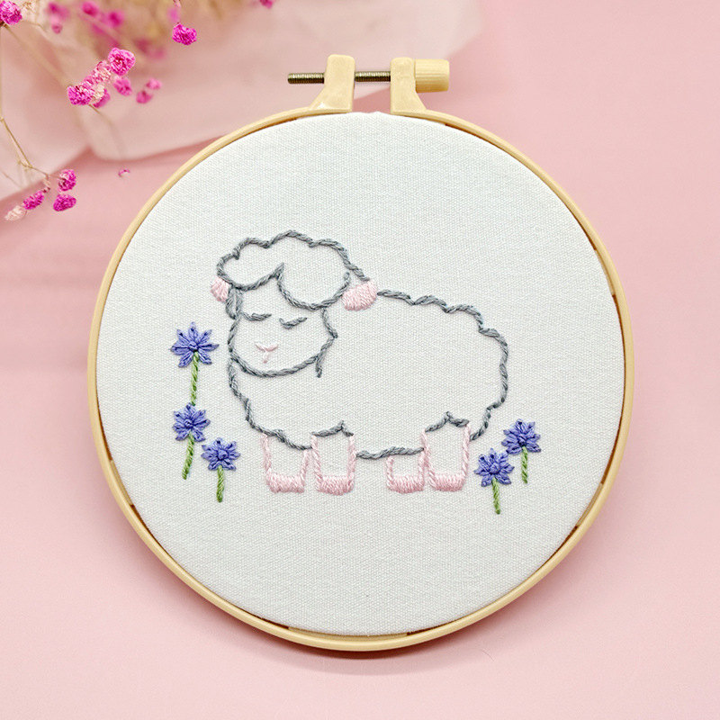 Lindo conejo bordado DIY colgando pintura de los niños Lu bordado puntada primaria práctica punto cruz dibujos animados pequeños adornos de animales