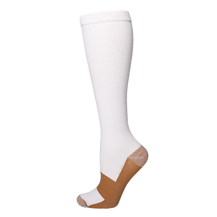 Calcetines de compresión transfronterizos para mujer, calcetines deportivos elásticos de compresión para correr, calcetines de compresión planos de color sólido para enfermeras con soporte para venas.