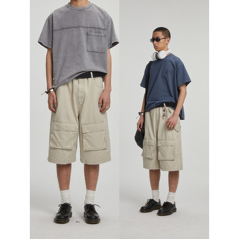 City Fanpin 2024 Summer New Retro Multi-Pocket Straight Casual Workwear Pants for Men