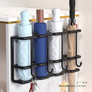 Wholesale Umbrella Storage Rack for Home Entrance, Foldable Umbrella Stand with Hooks, Wall-Mounted Umbrella Holder for Entryway