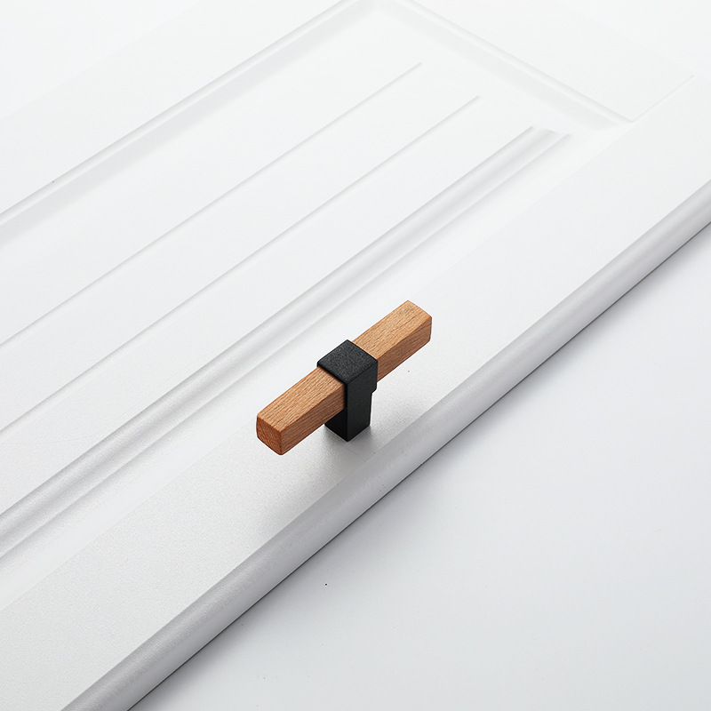 Mango de madera maciza Luz de lujo moderno minimalista gabinete manija del cajón gabinete del zapato armario manija de la puerta manija de un solo agujero