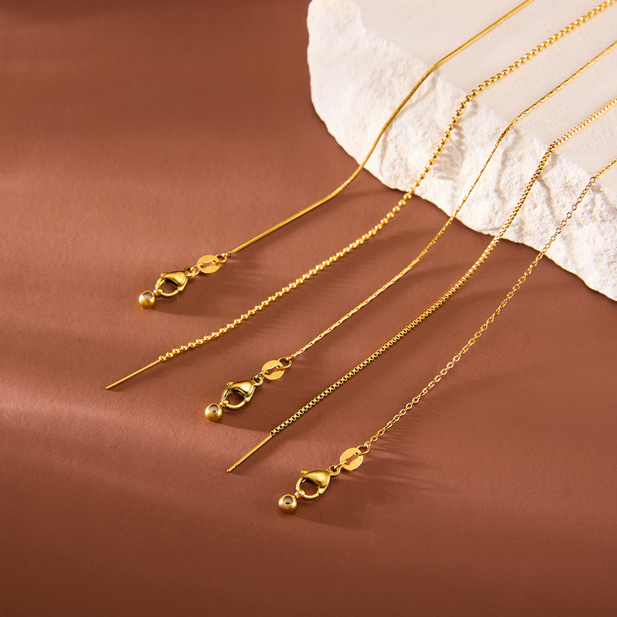 45cm acero de titanio clavícula cadena universal cadena ajustable collar de acero inoxidable joyería DIY accesorios de colgante de perlas