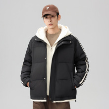 羽绒服男冬季新款90白鸭绒假两件连帽保暖外套男女同款百搭上衣