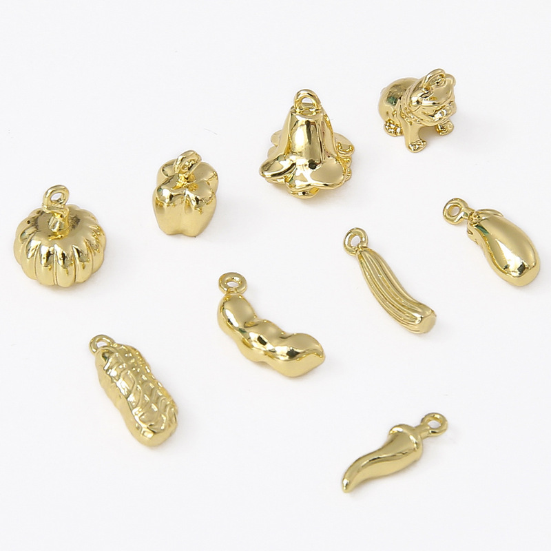 14K gold color copper fruit and vegetable pendant handmade diy bracelet peanut fruit gold pendant accessories