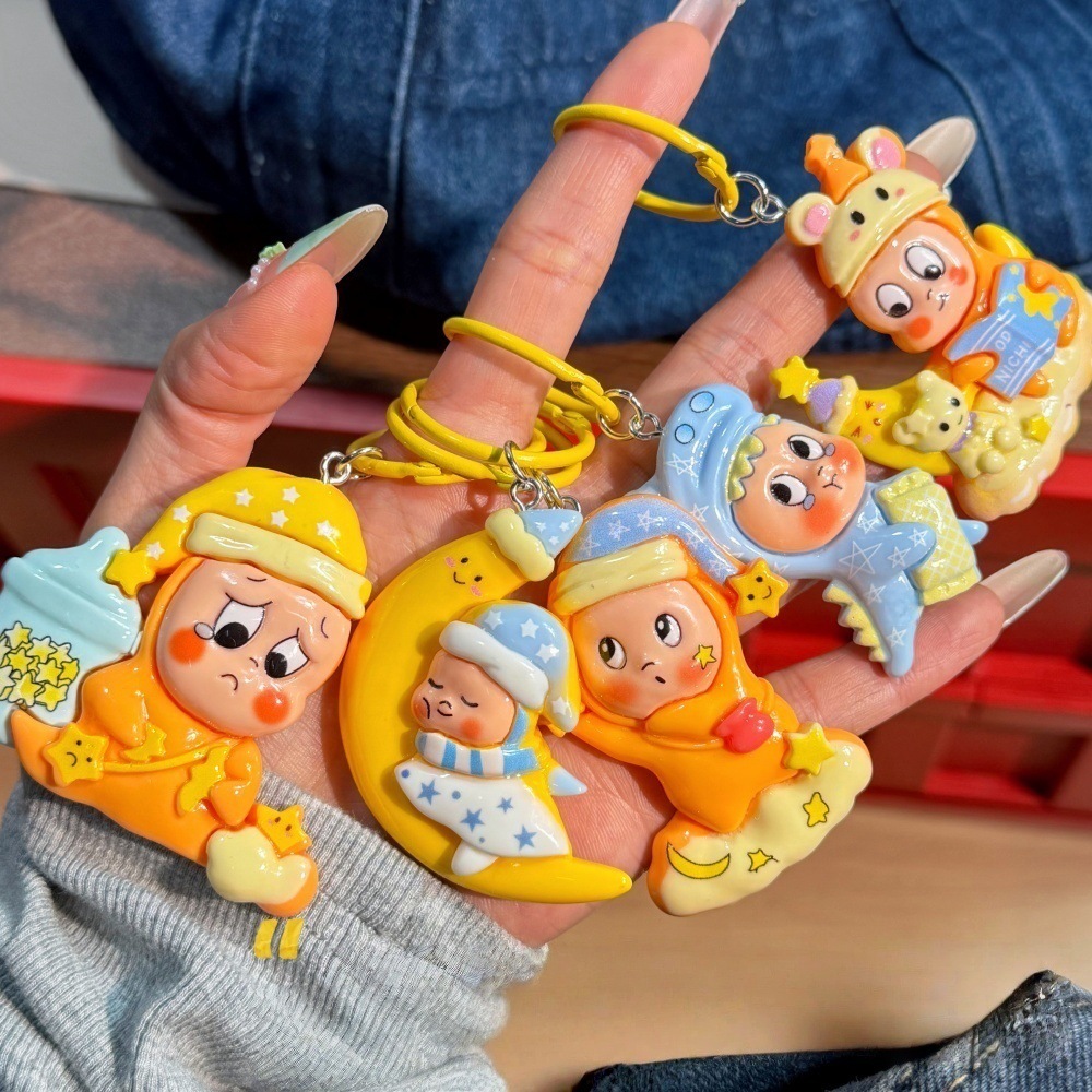 卡通q版星星人树脂钥匙扣挂件可爱学生书包闺蜜情侣挂饰礼物批发