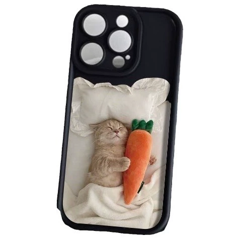 LuMan Apple Phone Case - Sleeping Cat White, for iPhone 16/16 Pro Max & 13 Series, High-Quality