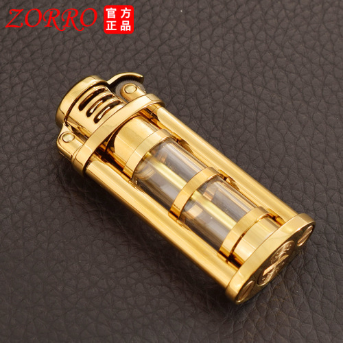 Zorro kerosene lighter 652 transparent oil tank creative vintage retro grinding wheel pendant metal lighter wholesale