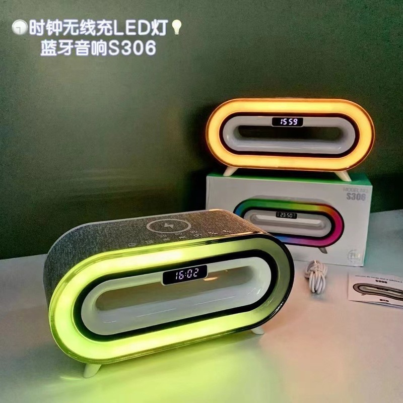 新しいワイヤレス充電 Bluetooth スピーカー A916 デスクトップコンピュータ RGB カラフルな目覚まし時計オーディオ s306|undefined