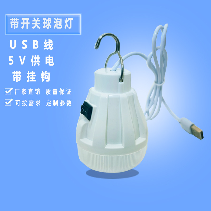 低压带开关球泡灯DC头灯泡露营夜读移动电源太阳能系统用节能灯泡