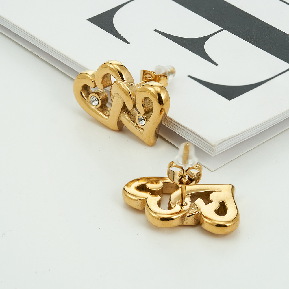 Women's Gender 1 Pair Simple Style Heart Shape Plating Titanium Steel Ear Studs