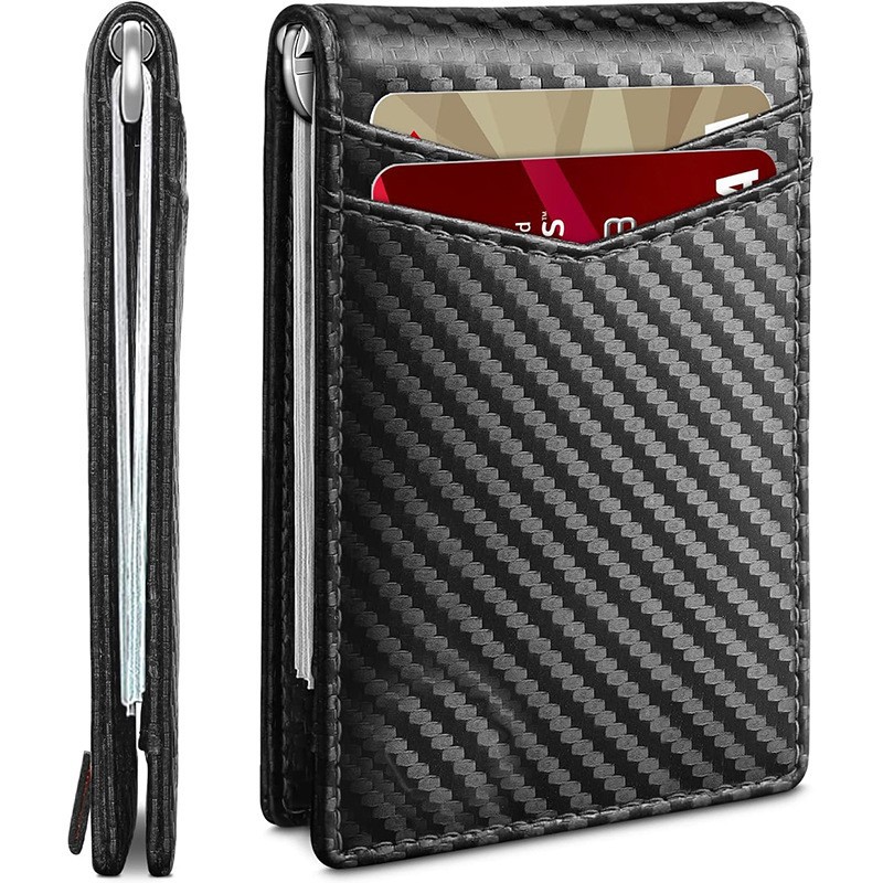 Fabricantes transfronterizos personalizados cartera multi-tarjeta cartera de fibra de carbono doble cartera masculina sensación de alto nivel