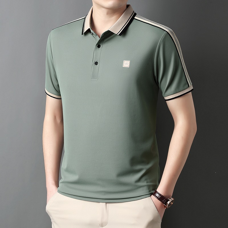 2025 Cross-border Short-sleeved Polo Shirt for Men, Middle-aged and Elderly, Business Casual Polo Shirt Top, Mink Fur
