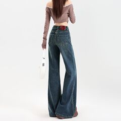 レトロな腰の弾力性の小さいラッパのジーパンの女性2025新型の修身は足にくっつかないで痩せています。