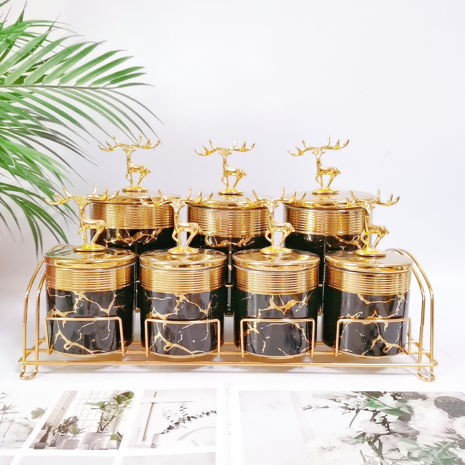 Comercio exterior transfronterizo de cerámica sellada tarro cocina almacenamiento condimento tarro multi-grano de almacenamiento de dulces tarro café té tarro traje