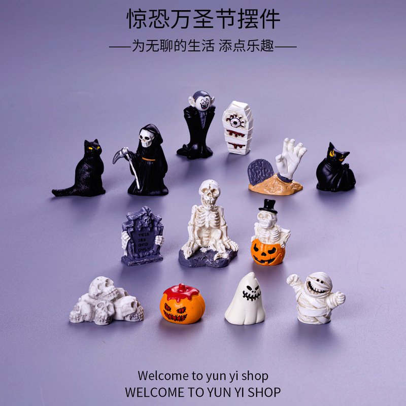 Cross-Border Resin Ornaments, Micro-Landscape Halloween Vampire Zombie Ornaments, Office Car Central Control Ornaments