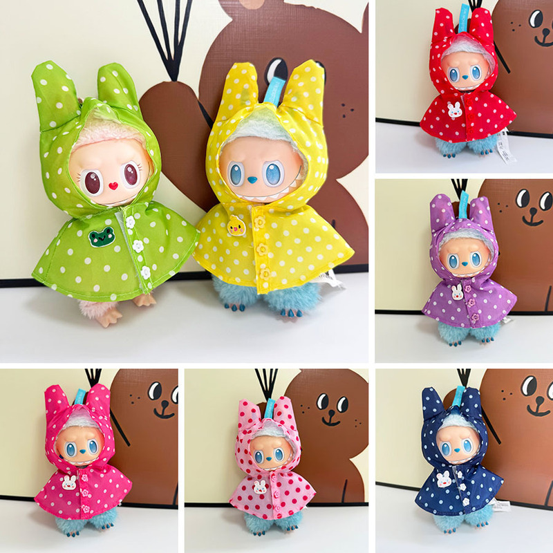 Clothes Only] Labubu Pendant Baby Clothes Raincoat and Rain Boots Set Labubu Keychain New Outdoor Waterproof Clothing