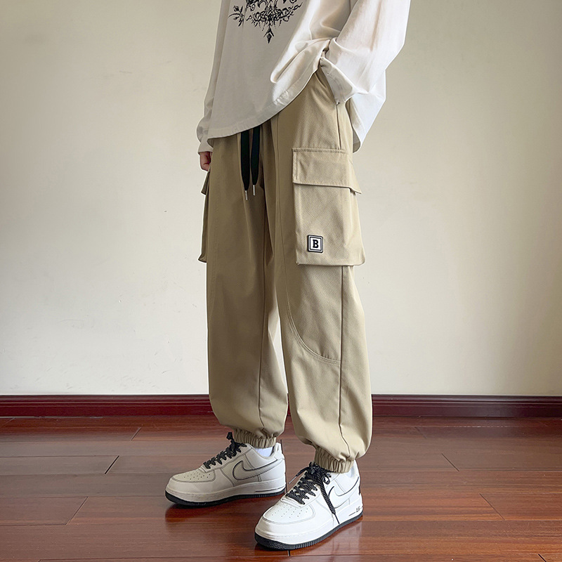 Workwear Pants for Men 2024 Autumn New Loose Matchy-Matchy Casual Long Pants for Men Streetwear Brand Youth Tied-Ankle Sports Pants