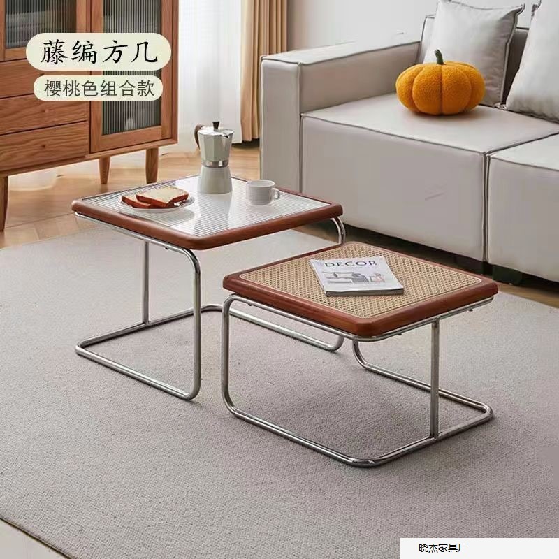 인기 추천 창홍 유리-체리 컬러 사이드 테이블 조합