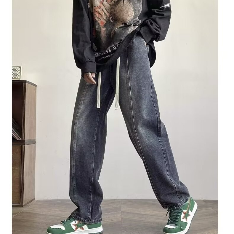 Vaqueros para hombre 2024 marca de moda de primavera y otoño americano recto suelto traje de trabajo para niños pantalones casuales anchos