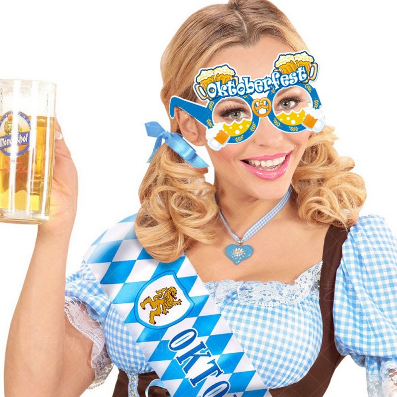 Munich Oktoberfest gafas de papel accesorios fotográficos Octubre Alemania Oktoberfest decoraciones fotográficas vestido