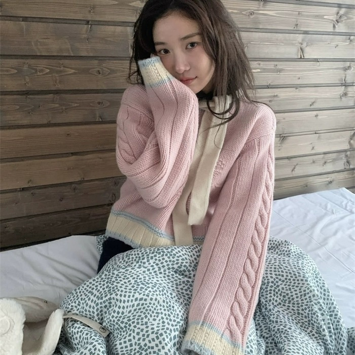 现货 2024冬季新韩国东大门th*Bar*net立体雪花100羊毛针织毛衣