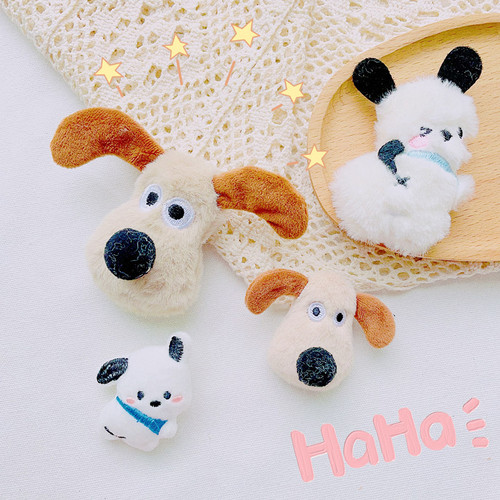 Cartoon Internet celebrity boss dog brooch hair accessories plush dog bag clothing mobile phone case accessories accessories