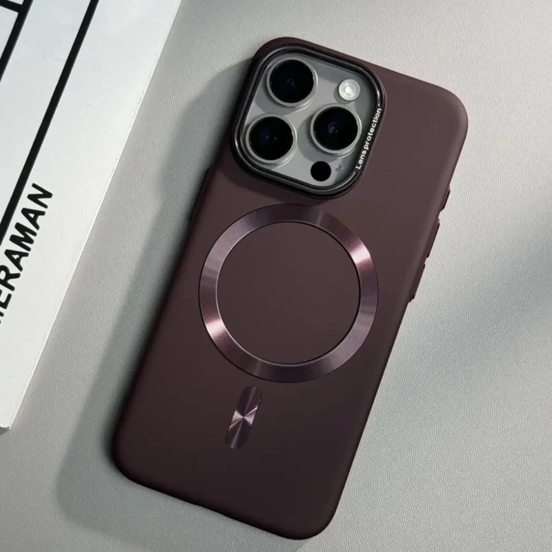 纯色肤感磨砂适用iPhone17细圈磁吸手机壳苹果16高级感防摔保护套|undefined