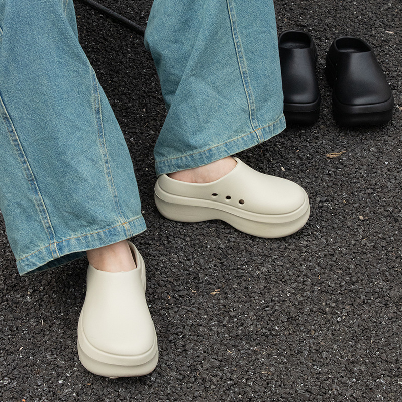 2025 New Chef Shoes Fashion Thick-Soled Closed-Toe Slippers Height-Increasing Non-Slip Lazy Slip-On Clogs