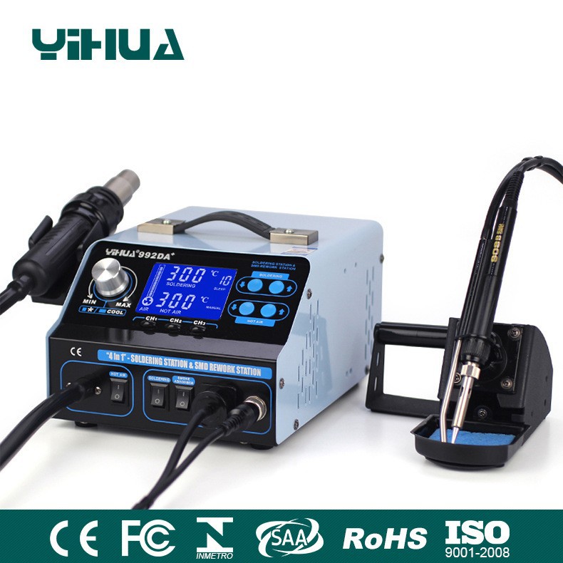 谊华YIHUA992DA+四合一热风枪拆焊台吸烟热风焊台992D+二合一焊台