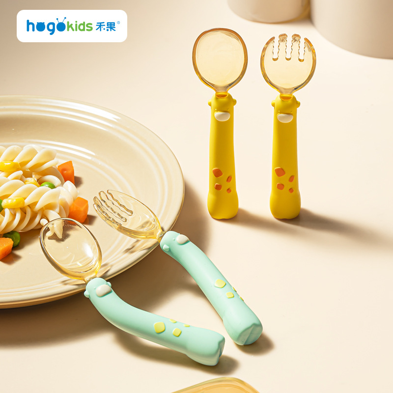 Fruit Baby PPSU Short Handle Fork Spoon Baby Learning to Eat and Train Children's Tableware Silicone Spoon Head Fork Spoon suit