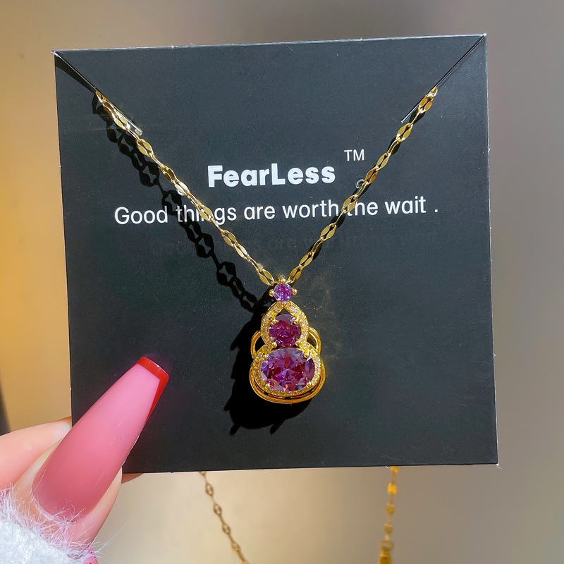 Fashion Contrast Color Gourd Micro-encrusted Zircon Necklace Wholesale display picture 3