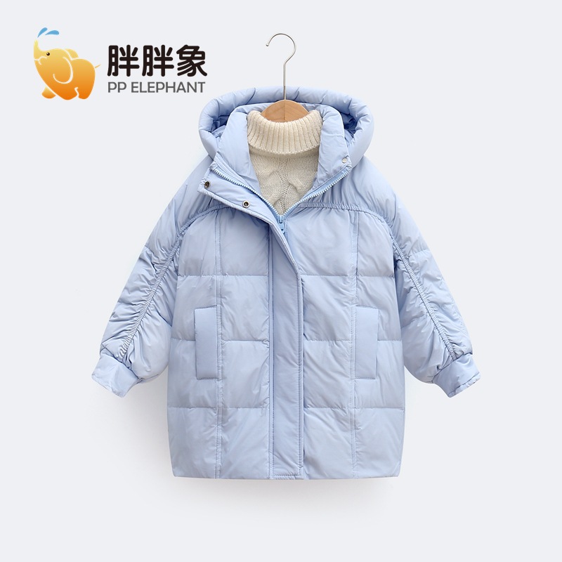 90% de invierno para Niñas Ropa para niños niñas con capucha cálida chaqueta de media longitud alargada larga