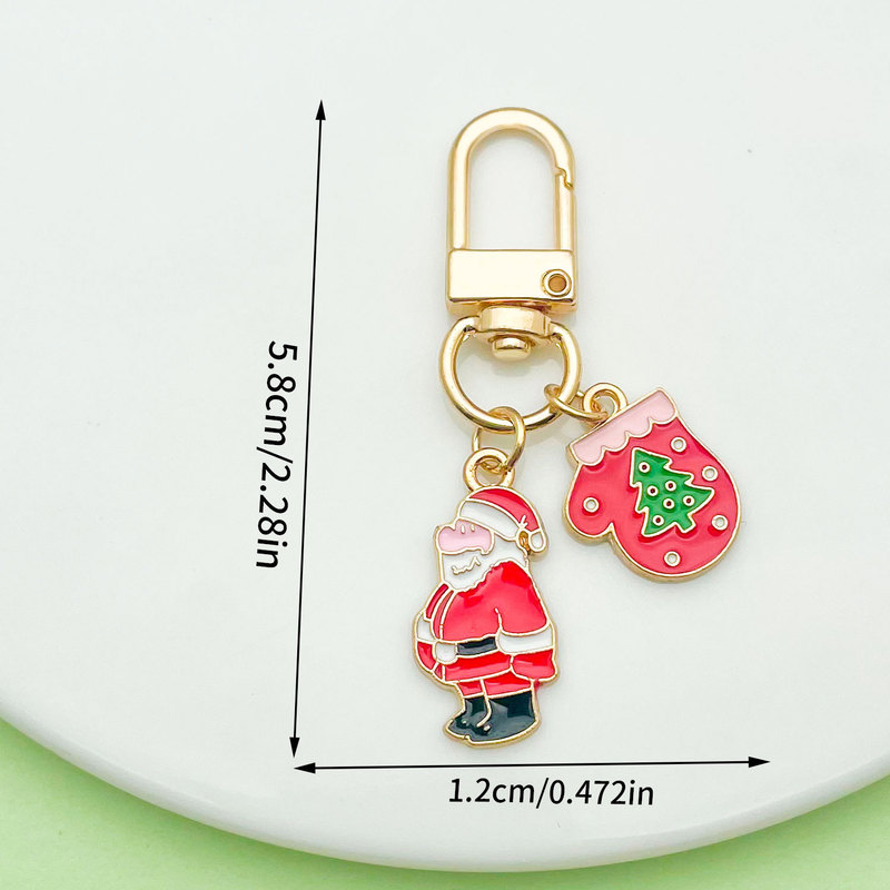 クロスボーダーサンタクロースの日クリスマスツリーデーかわいいキーホルダー合金キーチェーンバッグペンダントジュエリー小さなギフト|undefined