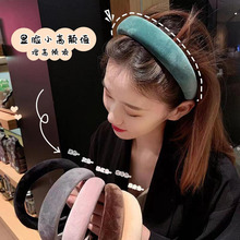 复古彩色海绵发箍女韩国高级感绝美增高颅顶头饰2024新款丝绒头箍