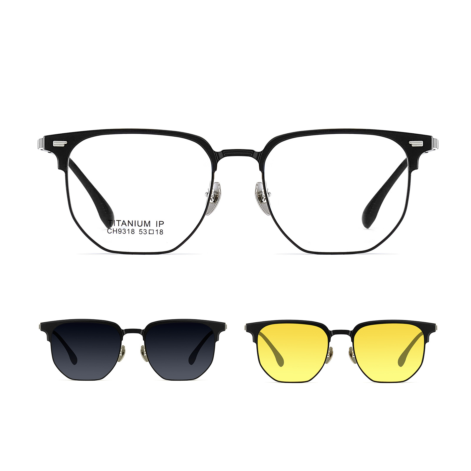 Gafas magnéticas gafas de sol de miopía tres en uno gafas de sol pueden equiparse con grados gafas de sol polarizadas gafas de noche Danyang al por mayor