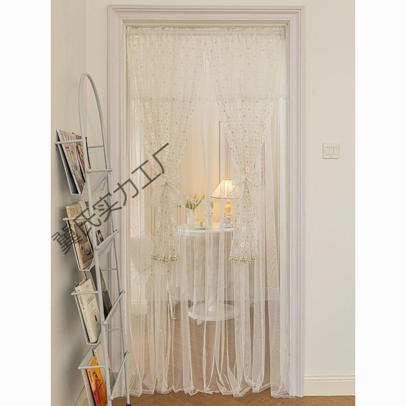 High-End Punch-Free Door Curtain Gauze Curtain for Home Living Room, Bedroom, Kitchen and Bathroom Double-Layer Anti-Mosquito and Fly Decorative Partition Curtain