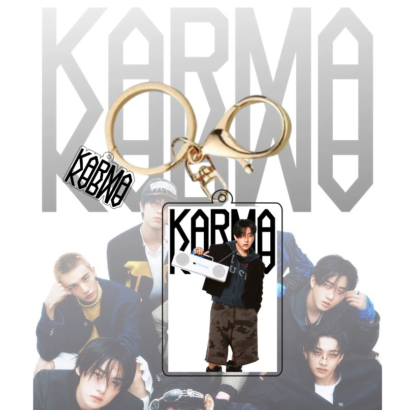 Акриловый брелок STRAY KIDS KARMA, 42×65 мм, золотое кольцо, коллекционный