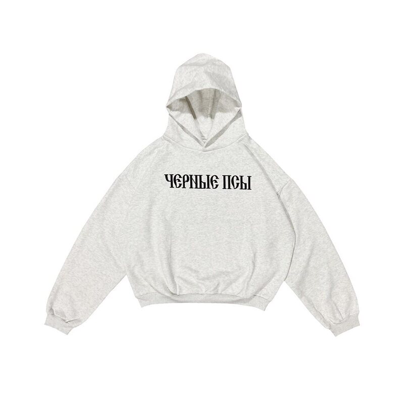 Kanye West Collaboration Yeezy Hoodie Gosha High Street Hooded Sweatshirt Russian Print Black Hoodie Loose Fit Kanye West Collaboration Yeezy Hoodie Gosha High Street Hooded Sweatshirt Russian Print Black Hoodie Loose Fit