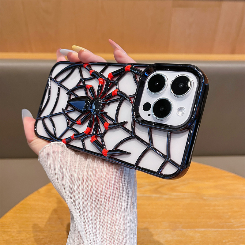 メタリック塗装の透かし彫り放熱スパイダー電気メッキ携帯電話ケース iPhone17promax対応 Apple16/15対応 輸出入向け|undefined