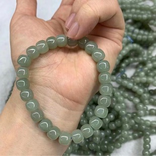 Hetian Jade Qinghai material 7/8mm old bead bracelet DIY small accessories three beads bracelet men's and women's jade wholesale